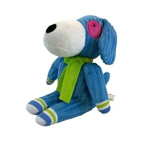 Monkeez & Friends Plush Sonny Puppy Dog Blue Corduroy Green Scarf 2012